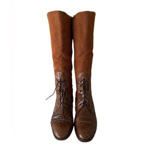 Pollini ostrich Leather Riding Boot Womens 38 Boot